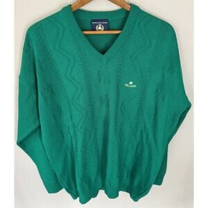 Blarney Castle Cable Knit Shamrock Mens XXL Green Ireland V Neck